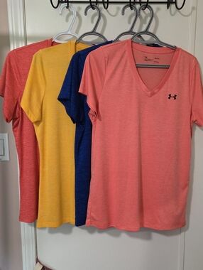 Under Armour Women's Coral V-Neck Performance Tee (Pink/Yellow/Blue/Red options)